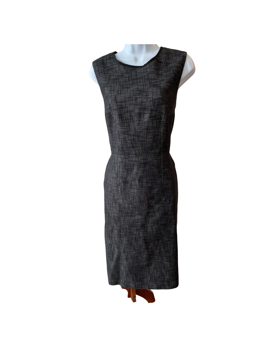 Classic Sleeveless Midi Sheath Dress in Charcoal